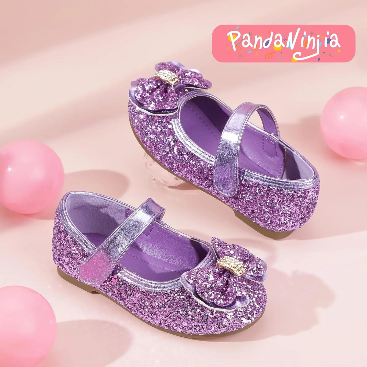 PANDANINJIA Flower Girl Shoes Toddler Little Kid Ballet Flats Pearls Wedding Party Mary Jane Girls Dress Shoes