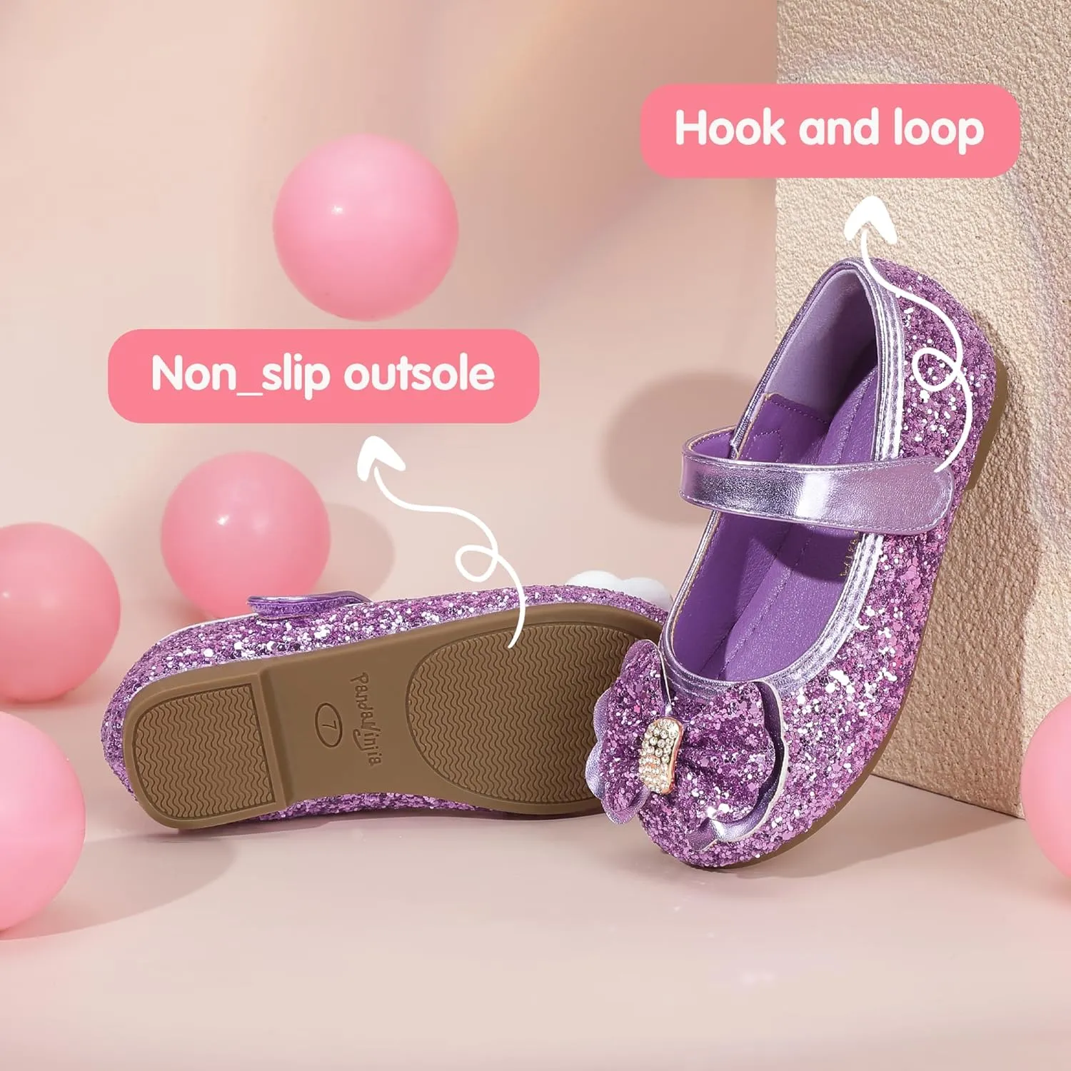PANDANINJIA Flower Girl Shoes Toddler Little Kid Ballet Flats Pearls Wedding Party Mary Jane Girls Dress Shoes