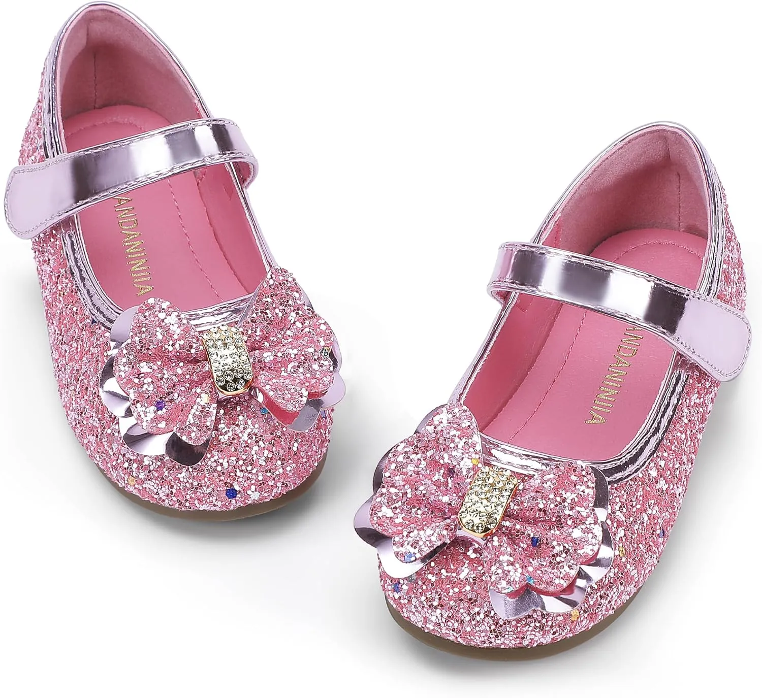 PANDANINJIA Flower Girl Shoes Toddler Little Kid Ballet Flats Pearls Wedding Party Mary Jane Girls Dress Shoes
