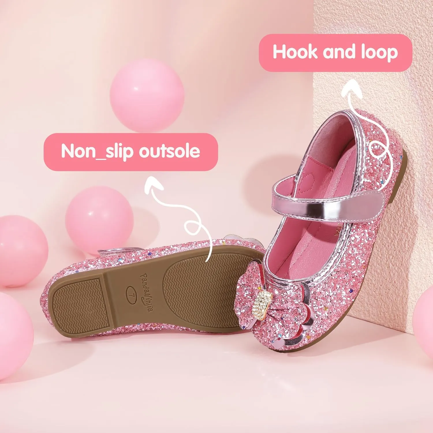 PANDANINJIA Flower Girl Shoes Toddler Little Kid Ballet Flats Pearls Wedding Party Mary Jane Girls Dress Shoes
