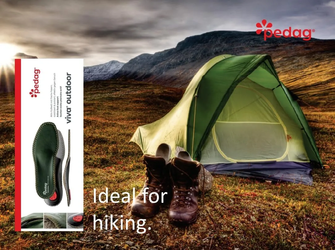 pedag Viva Outdoor | Made in Germany | Hiking Arch Support, Metatarsal Pad & Heel Cushion | Breathable Vegan Leather Insoles | Semi-Rigid | Prevents Foot Odor & Relieves Tired Feet. Size US W7/EU37