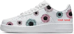 Personalized Sunflower Basketball Shoes - Custom Name Classic Lace Up Low-Top Fashion Sneakers for Men and Women, Breathable Anti-Slip Outdoor Training Shoes - Unique Floral Design