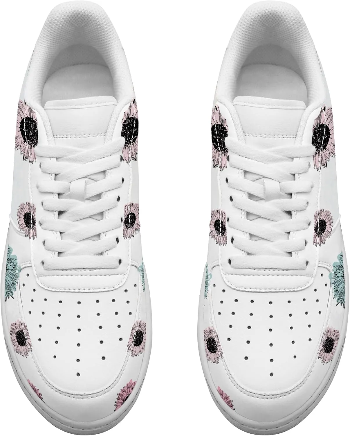 Personalized Sunflower Basketball Shoes - Custom Name Classic Lace Up Low-Top Fashion Sneakers for Men and Women, Breathable Anti-Slip Outdoor Training Shoes - Unique Floral Design