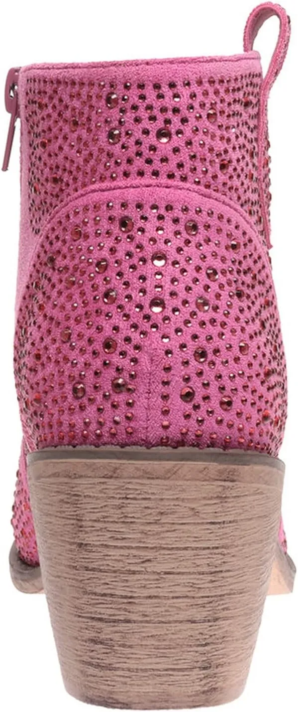 Pierre Dumas Women's Wilder-9 Rhinestone Chunky Heel Ankle Bootie