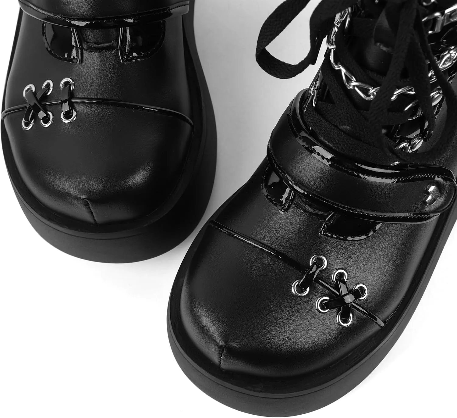 Platform Ankle boots for Women Goth Rave Boots Kawaii Shoes High Heel Round Toe Zipper Wedges Mid Calf Booties