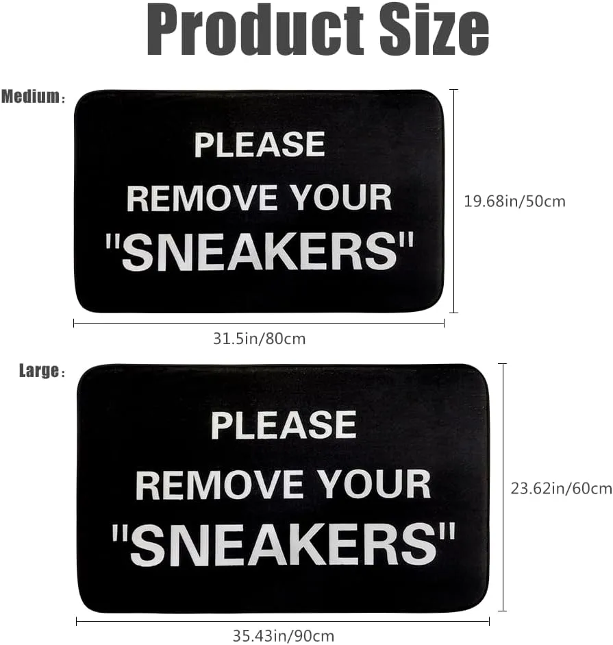 Please Remove Your Sneakers Doormats,Bedroom Living Room Floor Mats, Custom Personalized Door Mat, Funny Doormat (Large - 60x 90 CM)