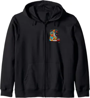 Pop art sneakers with hearts and stars Zip Hoodie