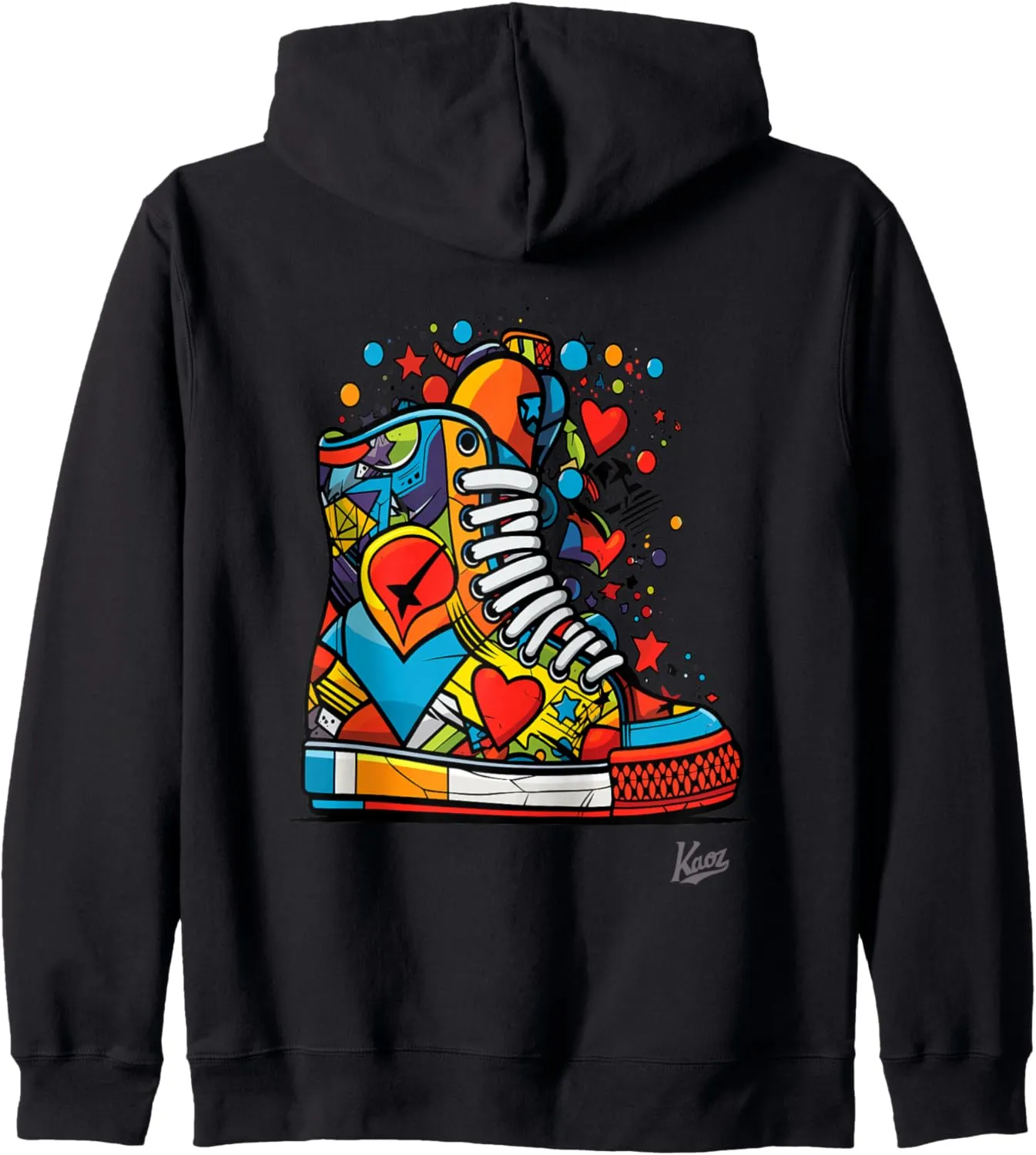 Pop art sneakers with hearts and stars Zip Hoodie