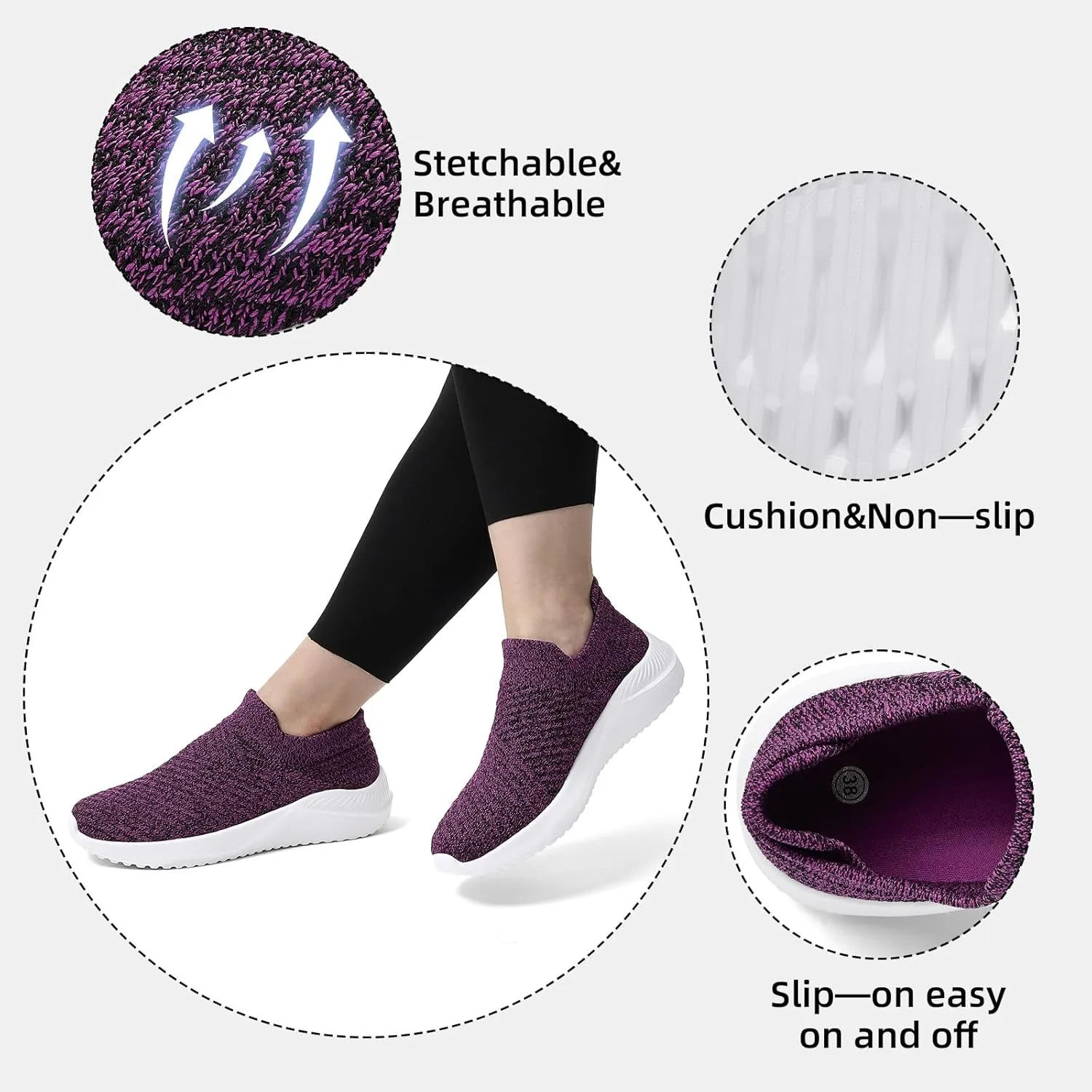 PPQ Womens Walking Shoes Slip on ，Soft Slip in Sock Sneakers for The Shoes are Very Light and Suitable for People who Walk a lot