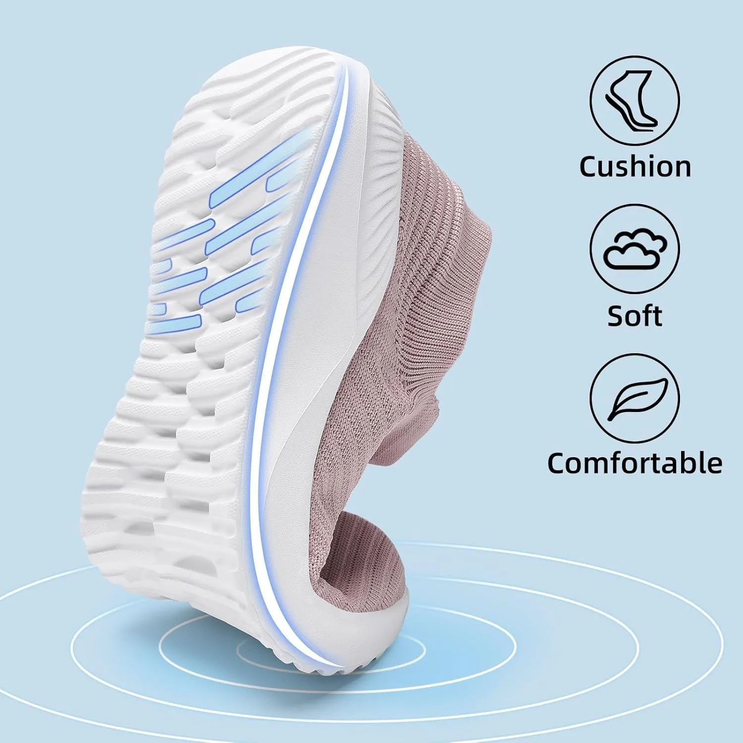 PPQ Womens Walking Shoes Slip on ，Soft Slip in Sock Sneakers for The Shoes are Very Light and Suitable for People who Walk a lot