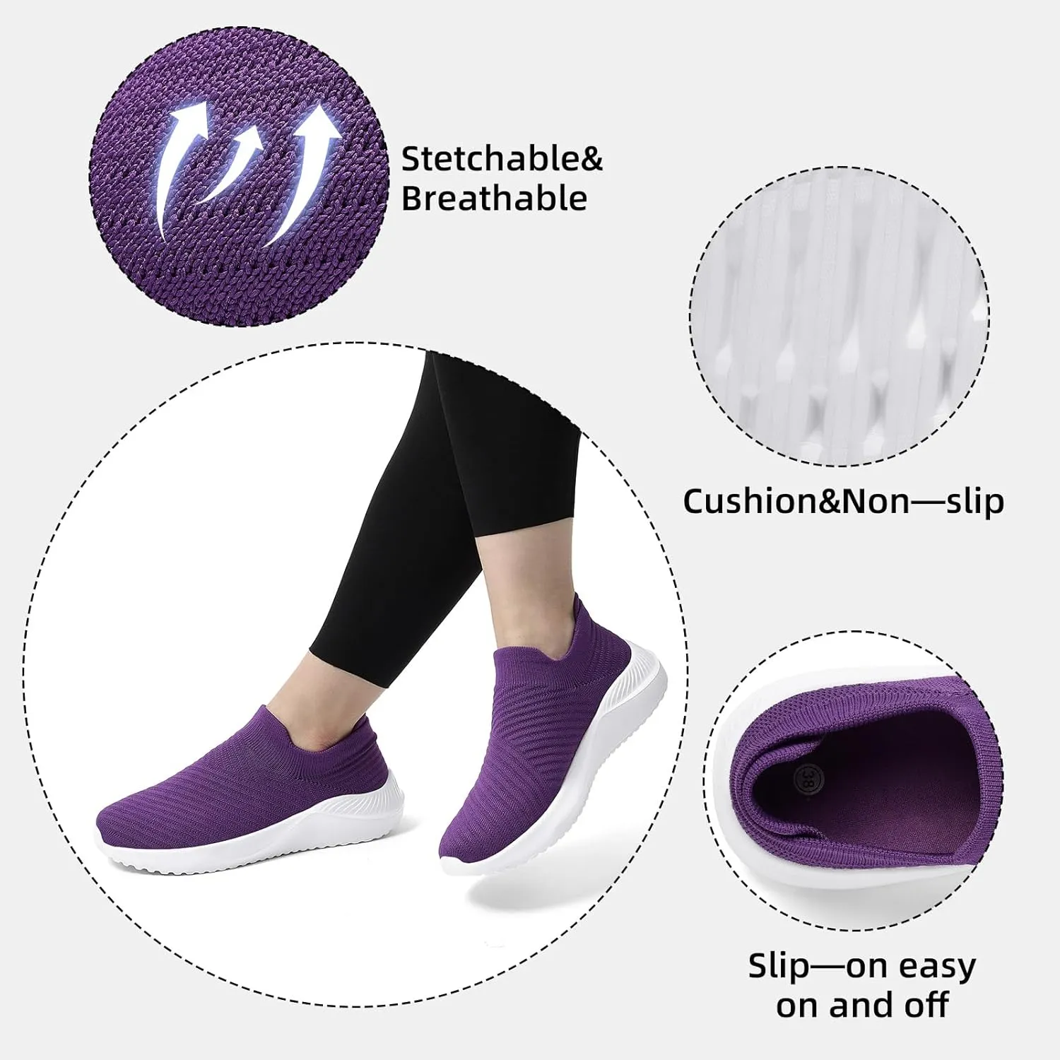 PPQ Womens Walking Shoes Slip on ，Soft Slip in Sock Sneakers for The Shoes are Very Light and Suitable for People who Walk a lot