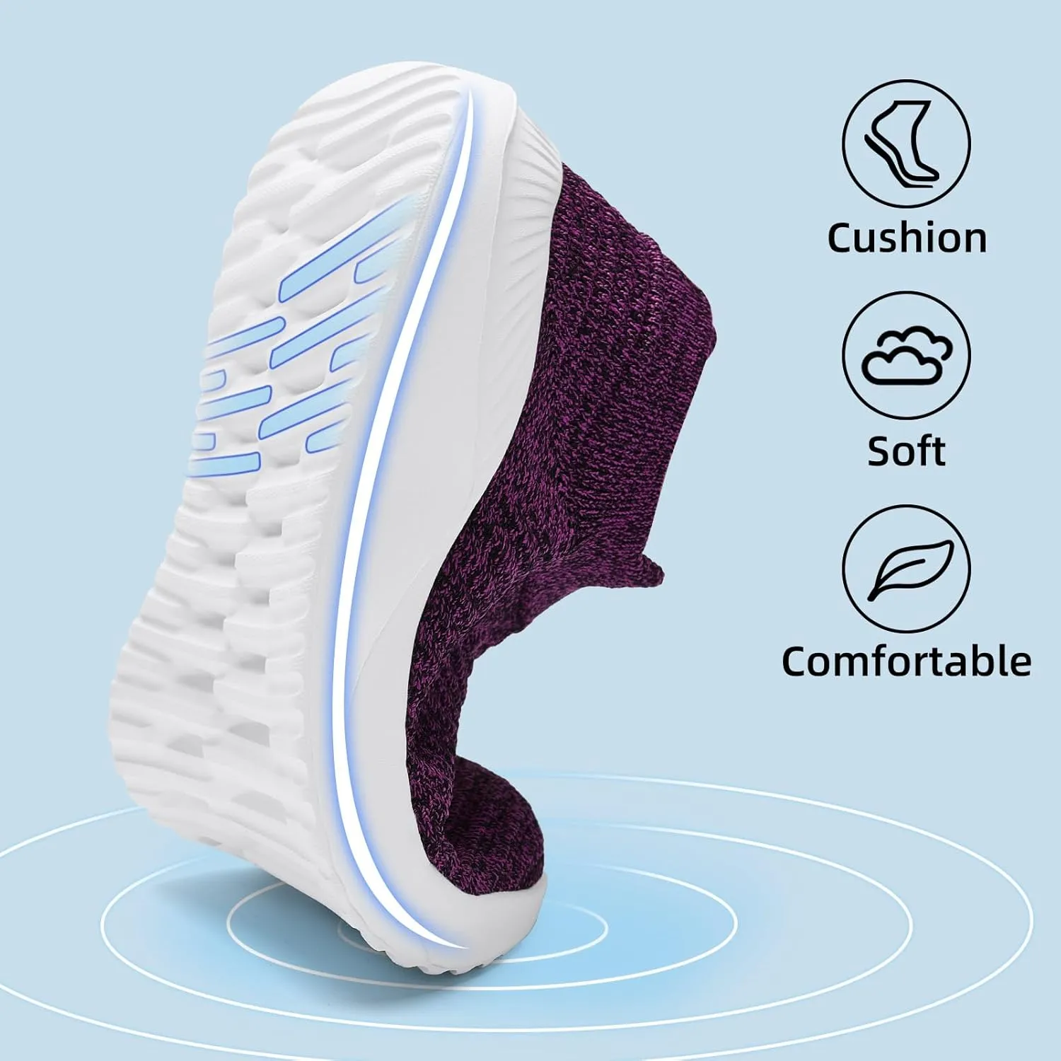 PPQ Womens Walking Shoes Slip on ，Soft Slip in Sock Sneakers for The Shoes are Very Light and Suitable for People who Walk a lot