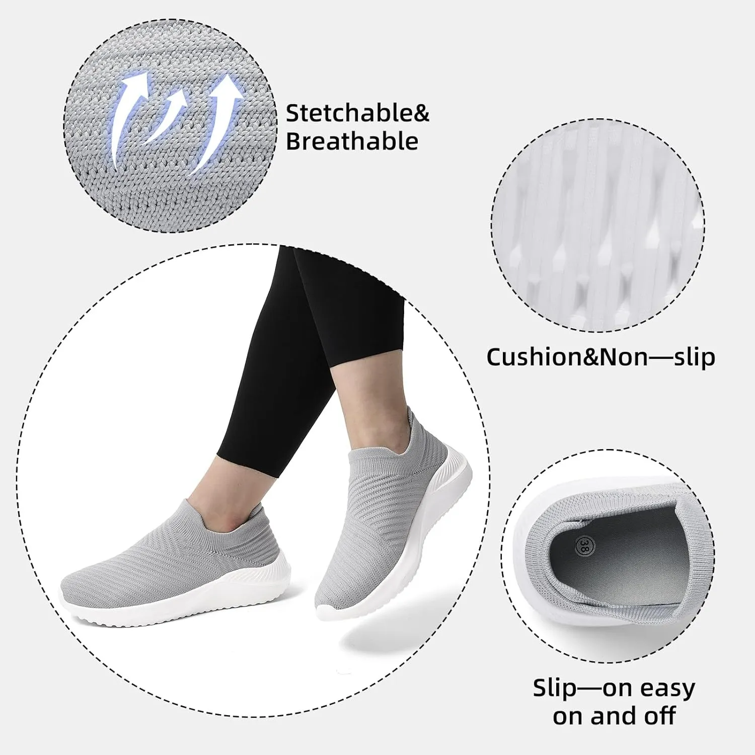 PPQ Womens Walking Shoes Slip on ，Soft Slip in Sock Sneakers for The Shoes are Very Light and Suitable for People who Walk a lot