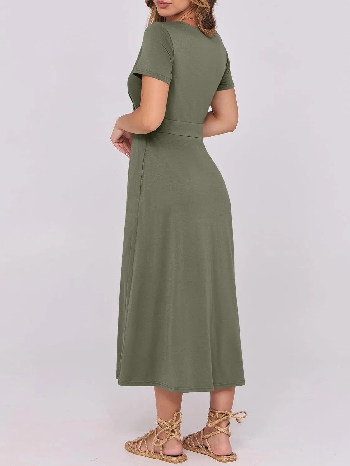 Prinbara Womens Summer Casual Wrap Short Sleeve Floral Maxi Dress 2025 Spring Elegant V Neck Flowy Boho Beach Long Dresses