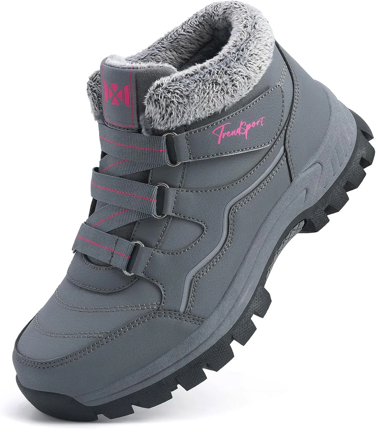 Qiucdzi Womens Winter Snow Boots Warm Fur Lined Anti-Slip Ankle Booties Walking Shoes Non-Slip Outdoor Trekking Shoes