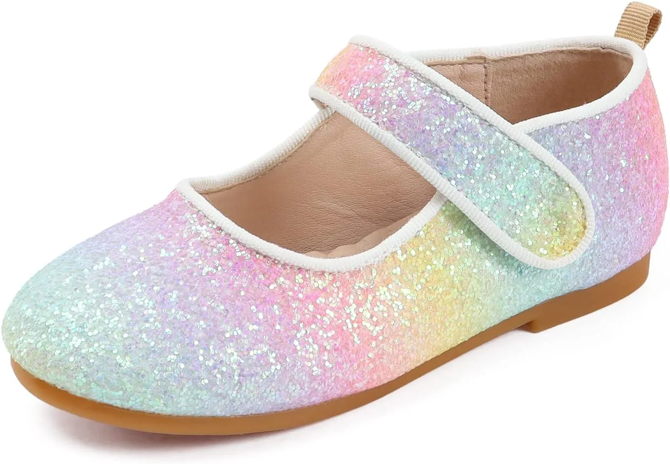 Rainbow Dress Shoes Girl's Glitter Princess Shoes Toddler Mary Jane Shoes Sparkly Party Ballet Flats in Casual Wearing Colorful Gift for Little Girls