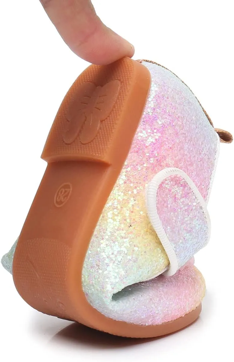 Rainbow Dress Shoes Girl's Glitter Princess Shoes Toddler Mary Jane Shoes Sparkly Party Ballet Flats in Casual Wearing Colorful Gift for Little Girls