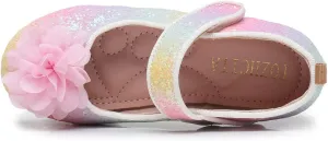 Rainbow Dress Shoes Girl's Glitter Princess Shoes Toddler Mary Jane Shoes Sparkly Party Ballet Flats in Casual Wearing Colorful Gift for Little Girls