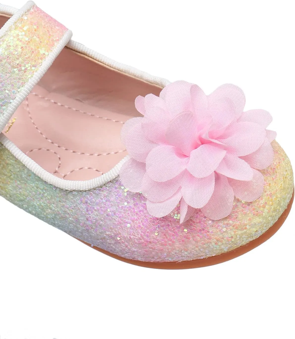 Rainbow Dress Shoes Girl's Glitter Princess Shoes Toddler Mary Jane Shoes Sparkly Party Ballet Flats in Casual Wearing Colorful Gift for Little Girls