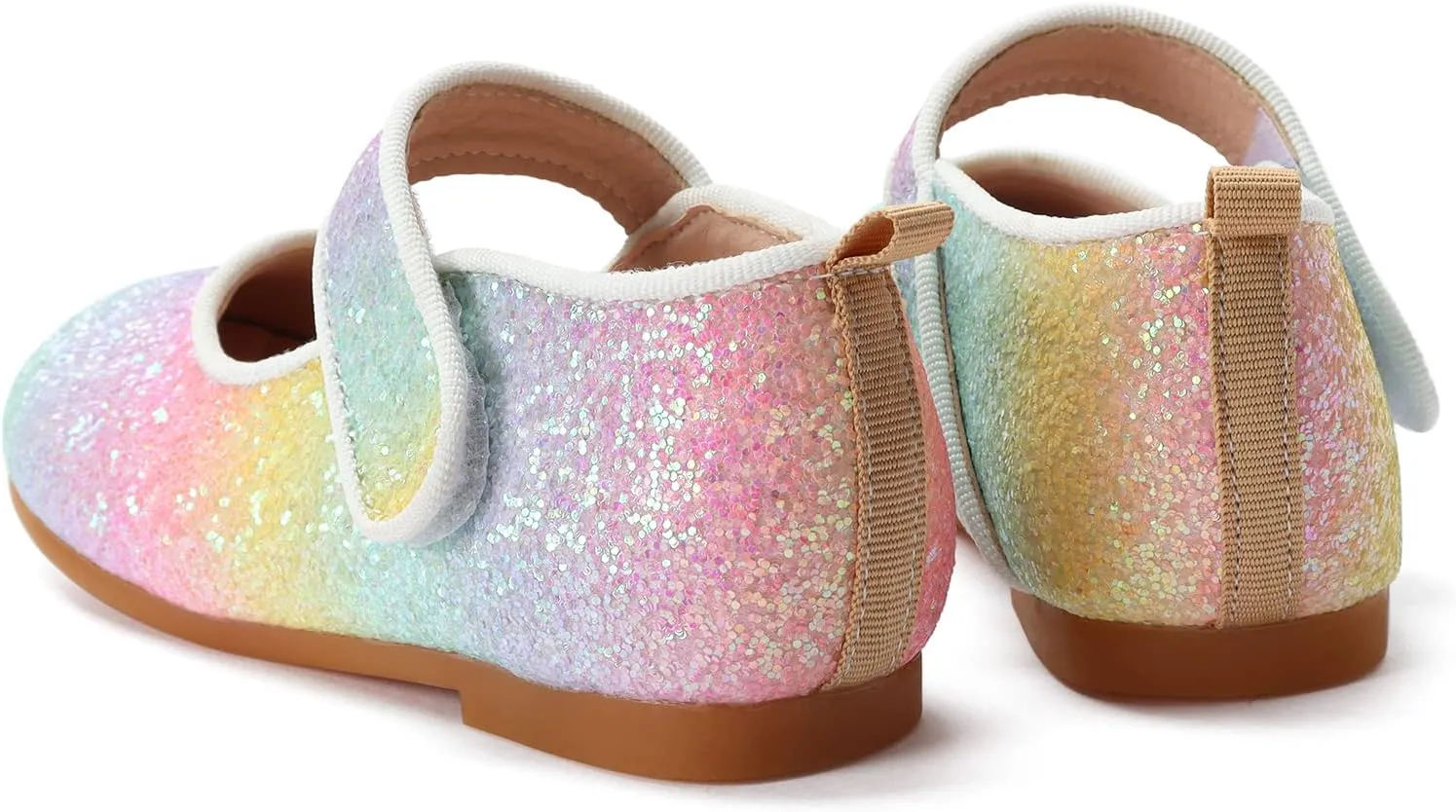 Rainbow Dress Shoes Girl's Glitter Princess Shoes Toddler Mary Jane Shoes Sparkly Party Ballet Flats in Casual Wearing Colorful Gift for Little Girls