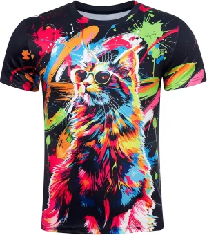 RAISEVERN Mens T-Shirts Cool Novelty Crewneck Short Sleeve Funny Graphic Top Casual Tees for Women