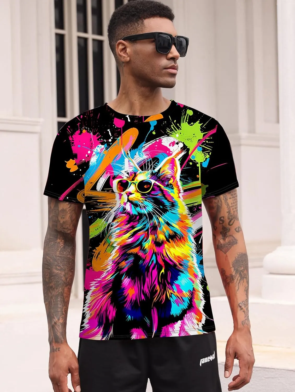 RAISEVERN Mens T-Shirts Cool Novelty Crewneck Short Sleeve Funny Graphic Top Casual Tees for Women