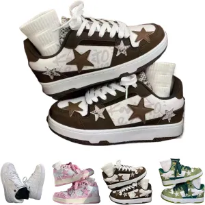 Retro Star Shaped Platform Shoes Retro Platform Sneakers Women's Fashion Casual Aesthetics Women's Fashion Skateboard Walking Shoes