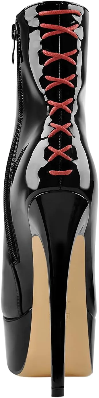 richealnini Women's Peep Toe Platform Stiletto High Heel Ankle Boots