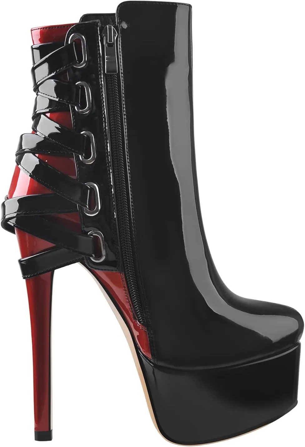 richealnini Women's Peep Toe Platform Stiletto High Heel Ankle Boots