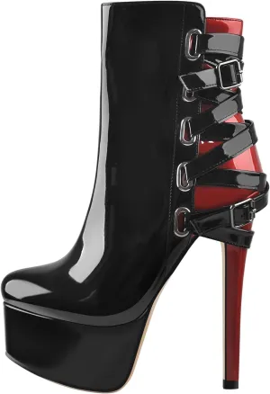 richealnini Women's Peep Toe Platform Stiletto High Heel Ankle Boots