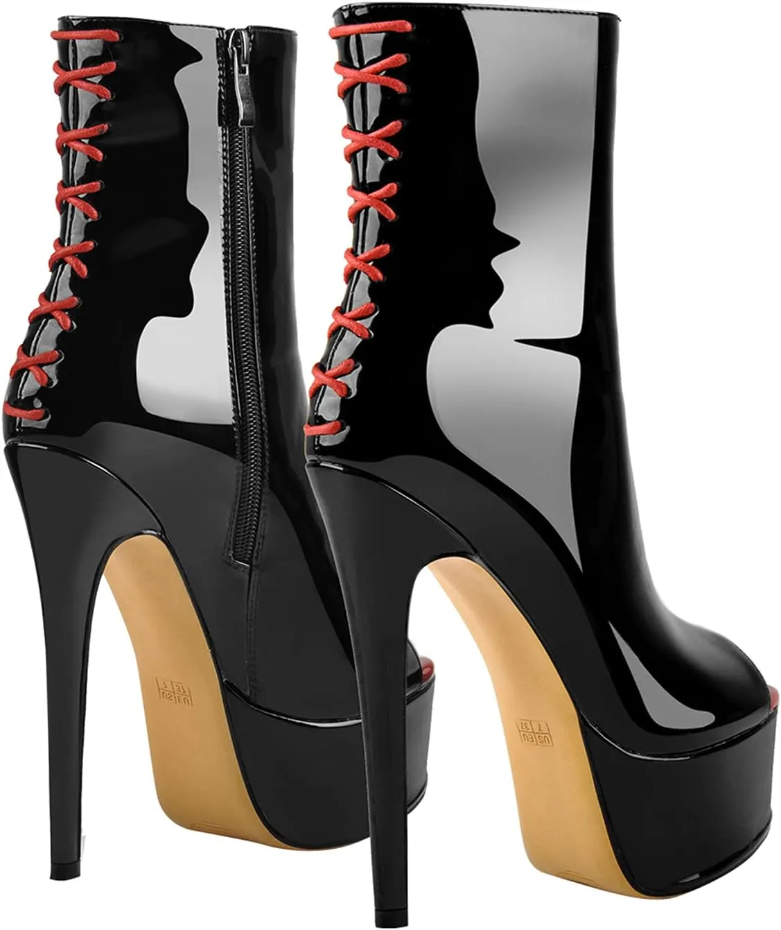 richealnini Women's Peep Toe Platform Stiletto High Heel Ankle Boots