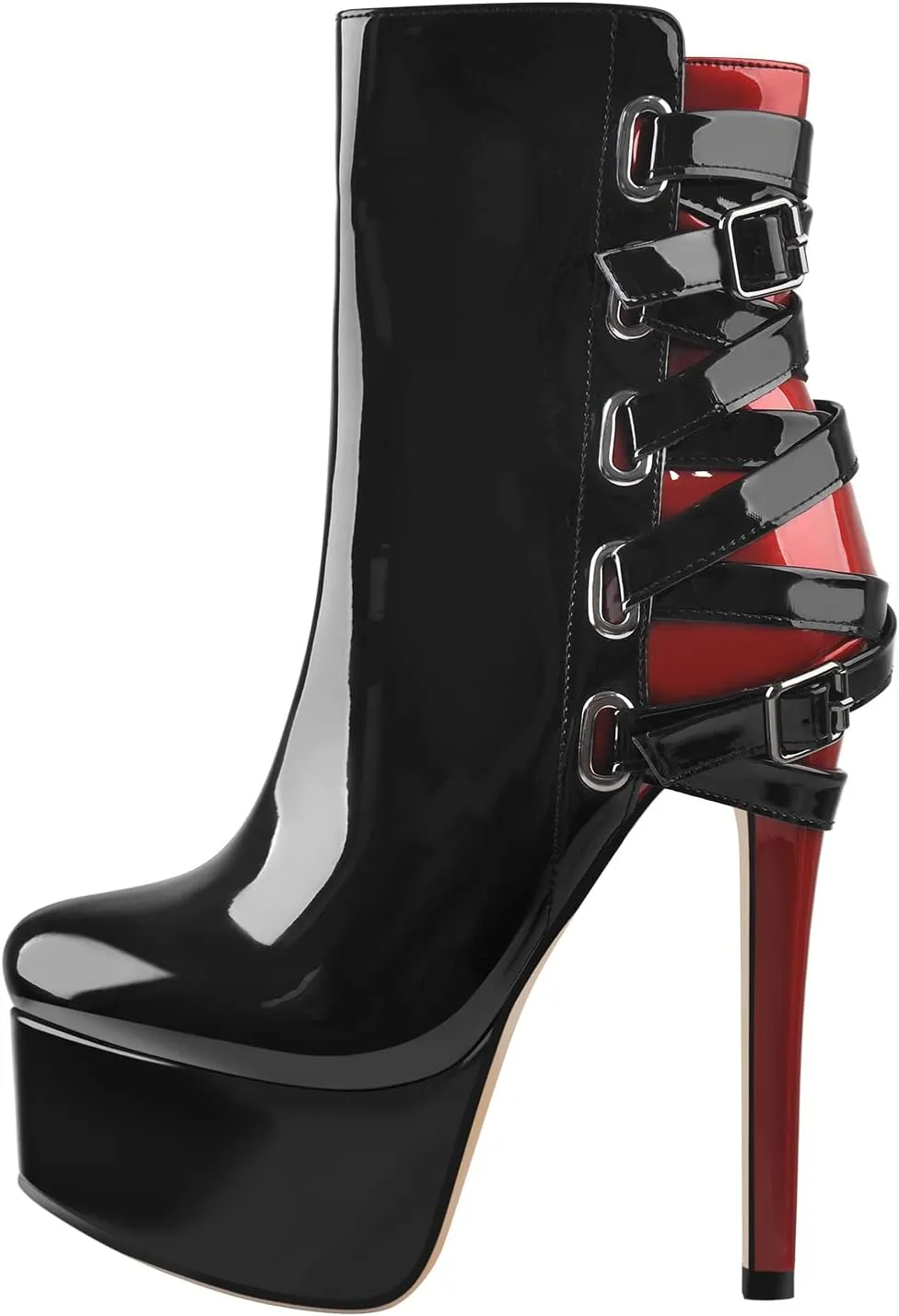 richealnini Women's Peep Toe Platform Stiletto High Heel Ankle Boots