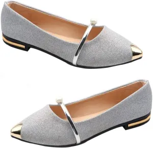 Room Decor Room Decor Womens Pointy Toe Flats Shoes: 1 Pair Comfortable Round Toe Glitter Elegant Slip On Ballet Shoes for Lady Spring Summer Size 8 Home Decor Bathroom Decor Silver