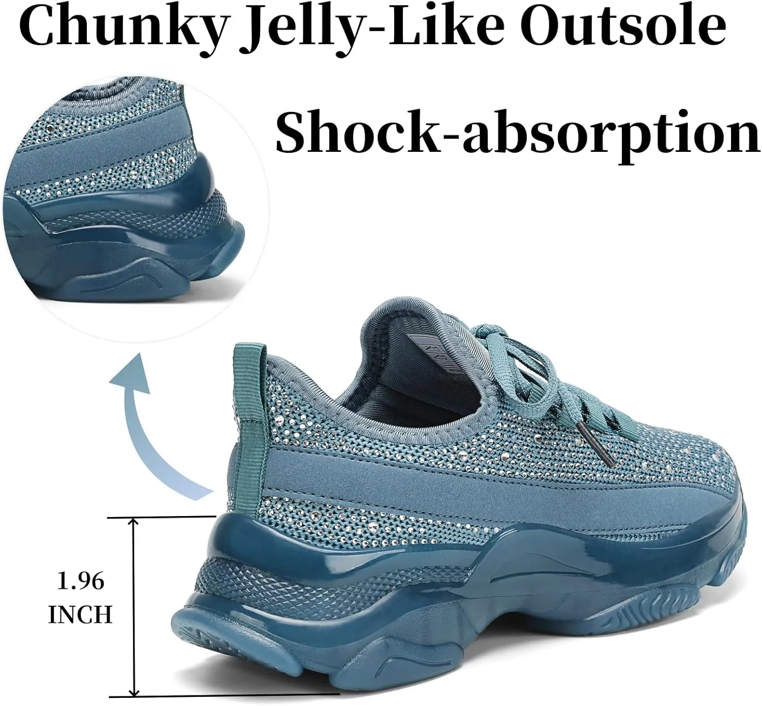 Running Shoes for Women Fashion Rhinestone Sneakers Womens Walking Shoes Comfortable Chunky Ladies Tennis Shoe
