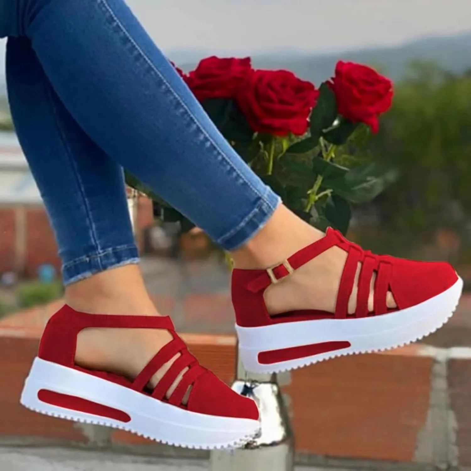 Sandals For Women 2025,Dotmalls Shoes Platform Foot Arch Support Comfortable Casual Summer Dressy Ankle Strap Wedges Buckle Slip On Loafers Low Top Walking Sneakers Sandalias Ortopédicas Para Mujer