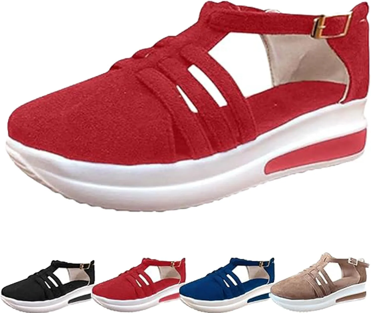 Sandals For Women 2025,Dotmalls Shoes Platform Foot Arch Support Comfortable Casual Summer Dressy Ankle Strap Wedges Buckle Slip On Loafers Low Top Walking Sneakers Sandalias Ortopédicas Para Mujer