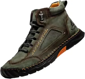 Sawbehind Men's Waterproof Handmade Leather Boots – Comfortable, Arch Support & Spacious Toe Box for Outdoor Adventures