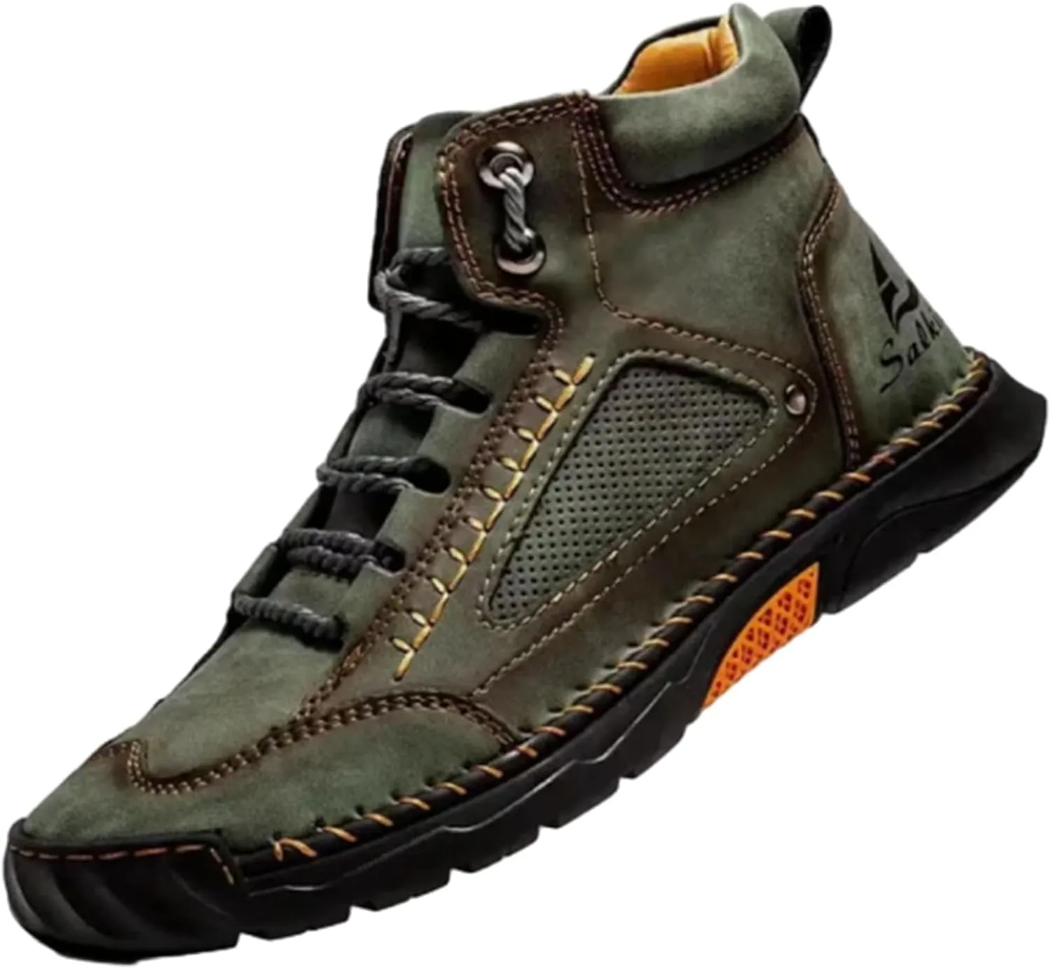 Sawbehind Men's Waterproof Handmade Leather Boots – Comfortable, Arch Support & Spacious Toe Box for Outdoor Adventures