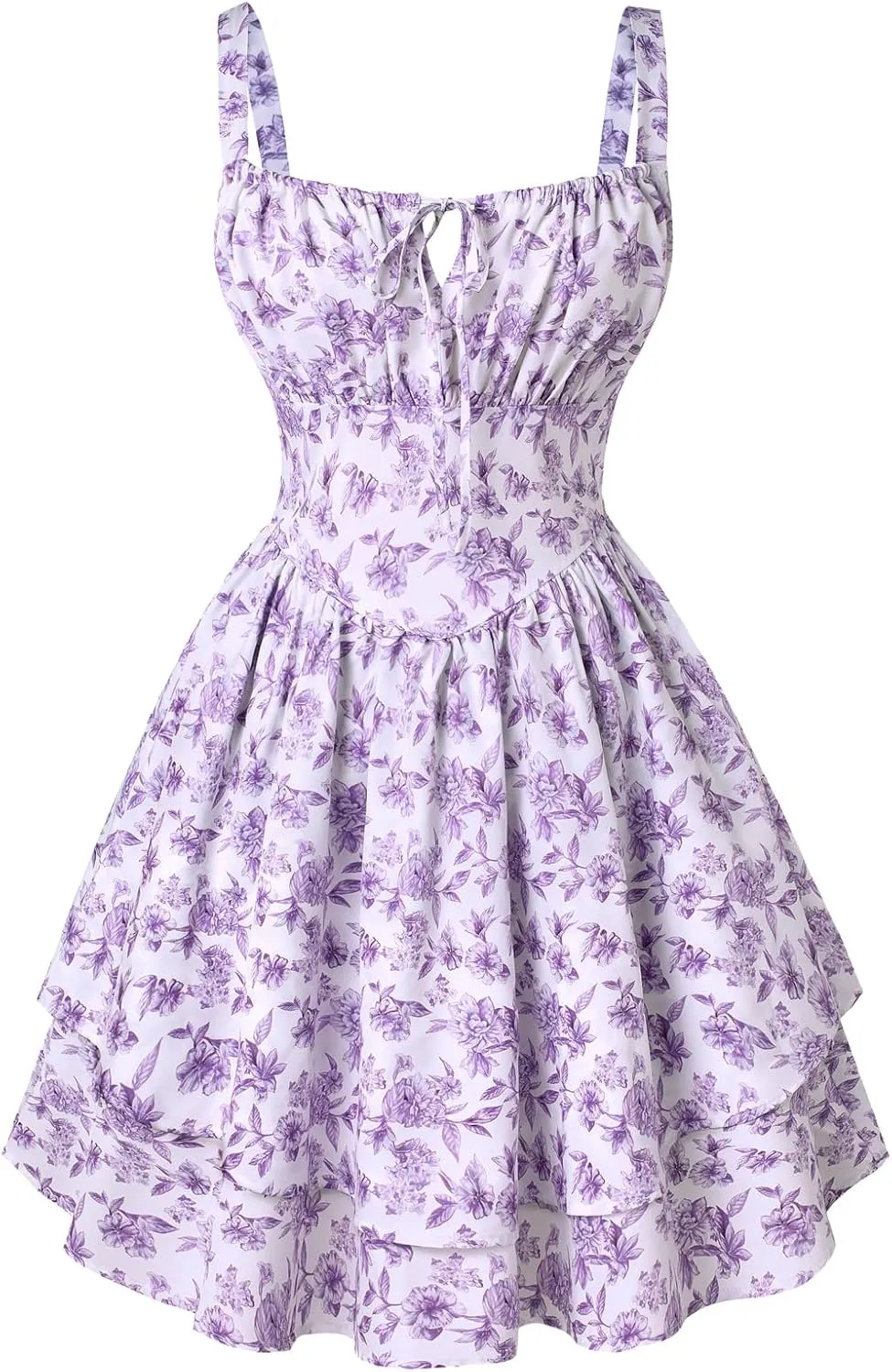Scarlet Darkness Floral Corset Dress for Women Ruffle Mini Dress Summer Sundress