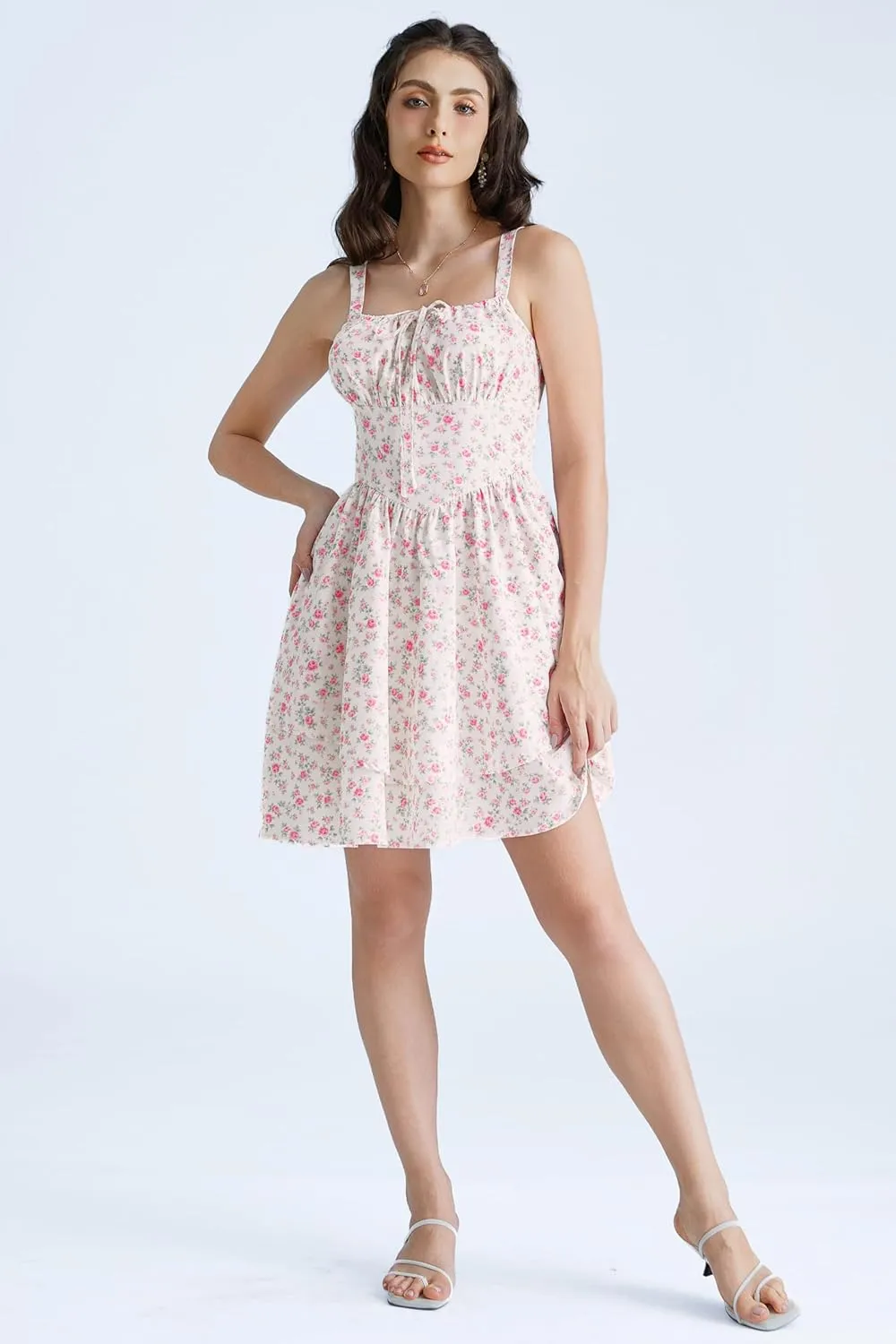 Scarlet Darkness Floral Corset Dress for Women Ruffle Mini Dress Summer Sundress
