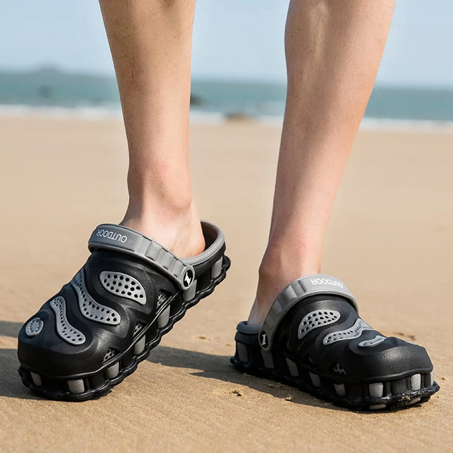 SECHRITE Men's Garden Clogs Shoes Summer Sandals Outdoor Non Slip Slippers Shower Slides for Pool Beach Yard
