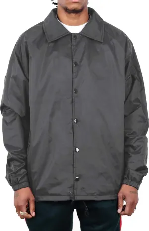 Shaka Wear Men’s Coach Jacket – Classic Windbreaker Nylon Water Resistance Relaxed Fit Snaps Blank Coat