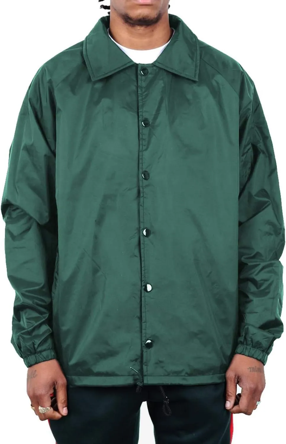 Shaka Wear Men’s Coach Jacket – Classic Windbreaker Nylon Water Resistance Relaxed Fit Snaps Blank Coat