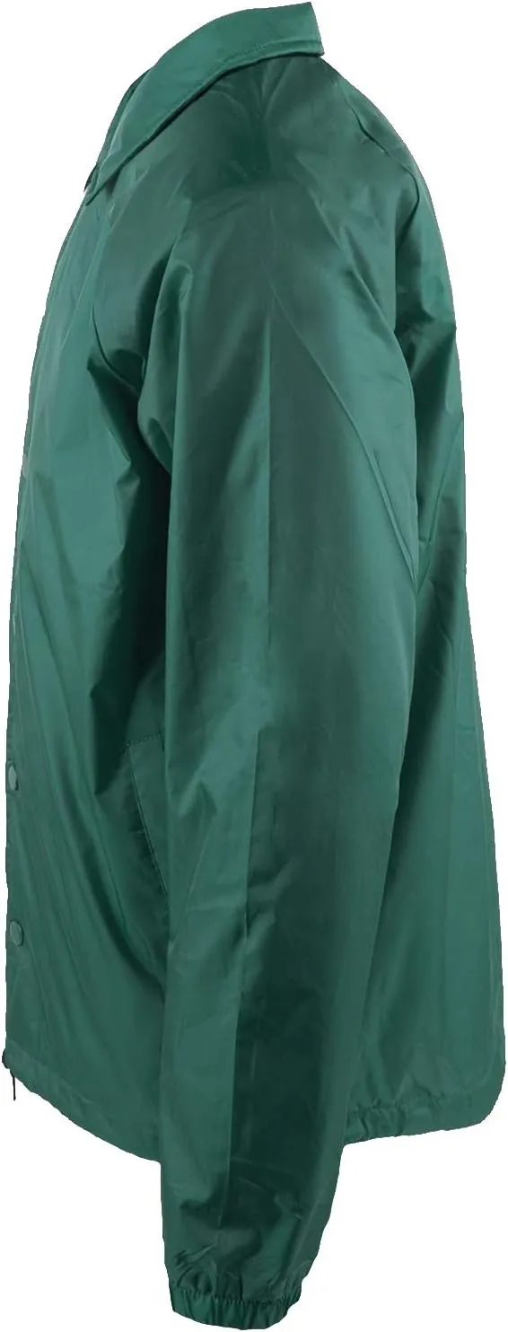 Shaka Wear Men’s Coach Jacket – Classic Windbreaker Nylon Water Resistance Relaxed Fit Snaps Blank Coat