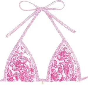 SHENHE Women's Floral Triangle Halter Bikini Top Tie Back String Boho Padded Bathing Suit