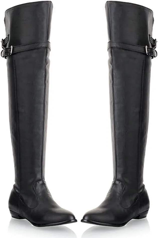 Shinelly Women Knee High Riding Boots Flat Over the Knee High Boots Low Heel