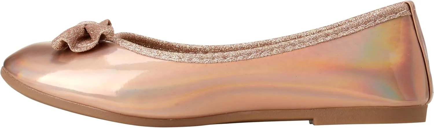 Shoes - Classic Leatherette Ballet Flats with Glitter Bow (Toddler/Girl)