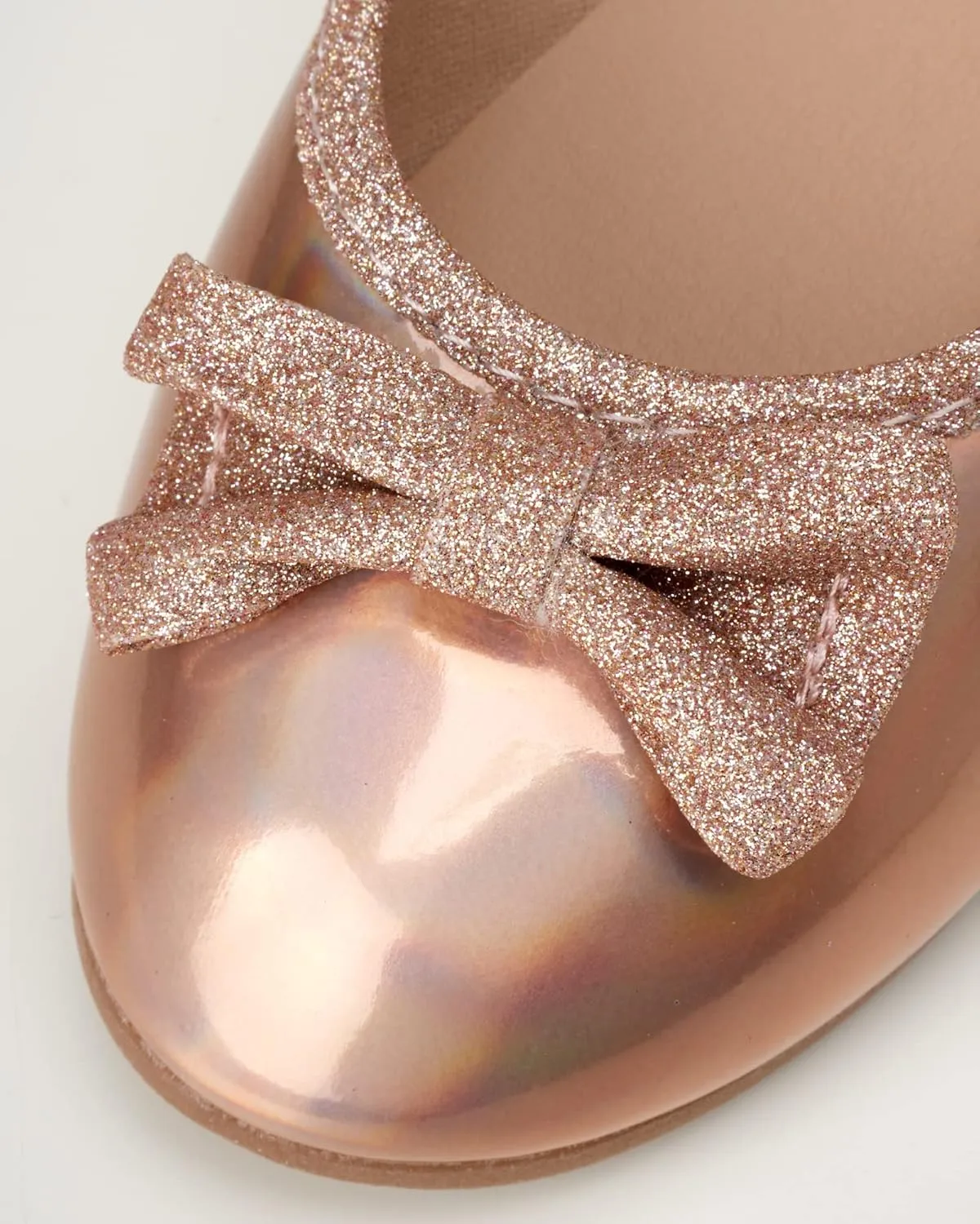 Shoes - Classic Leatherette Ballet Flats with Glitter Bow (Toddler/Girl)