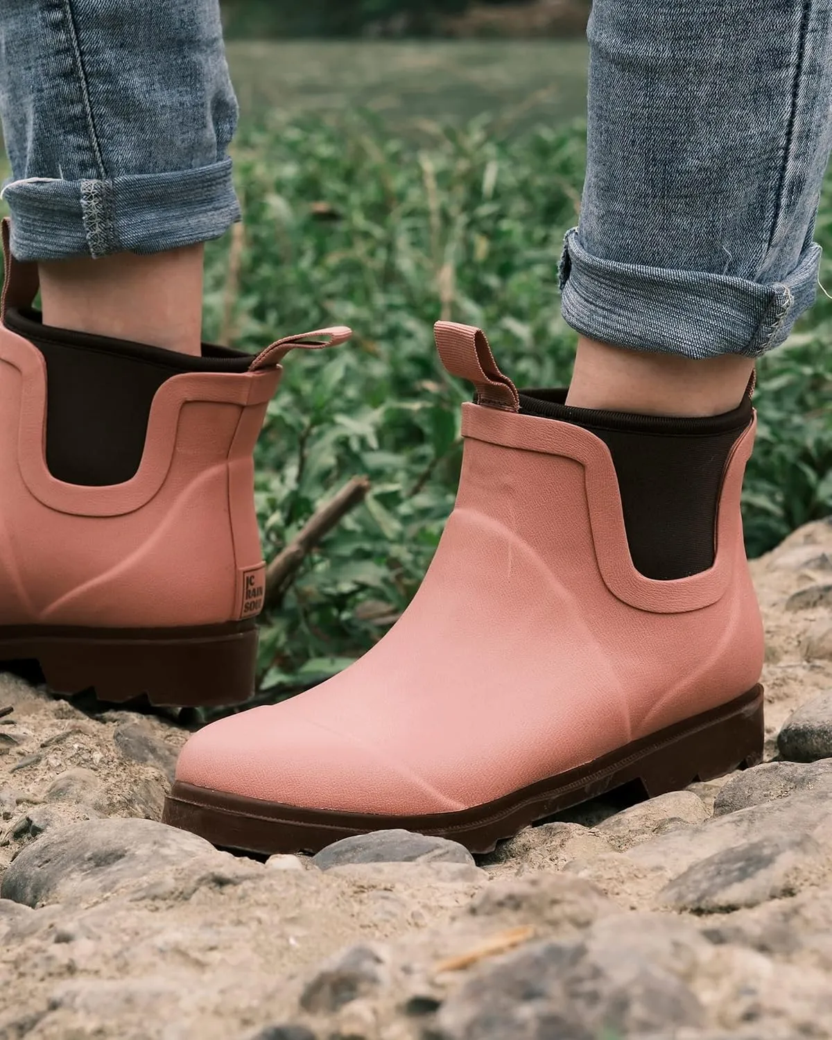 Short Rain Boots for Women, Waterproof Garden Shoes Chelsea Rainboots for Women, 4mm Neoprene Rain Boots, Work, Anti-slip Garden Shoes (Size 5-10)