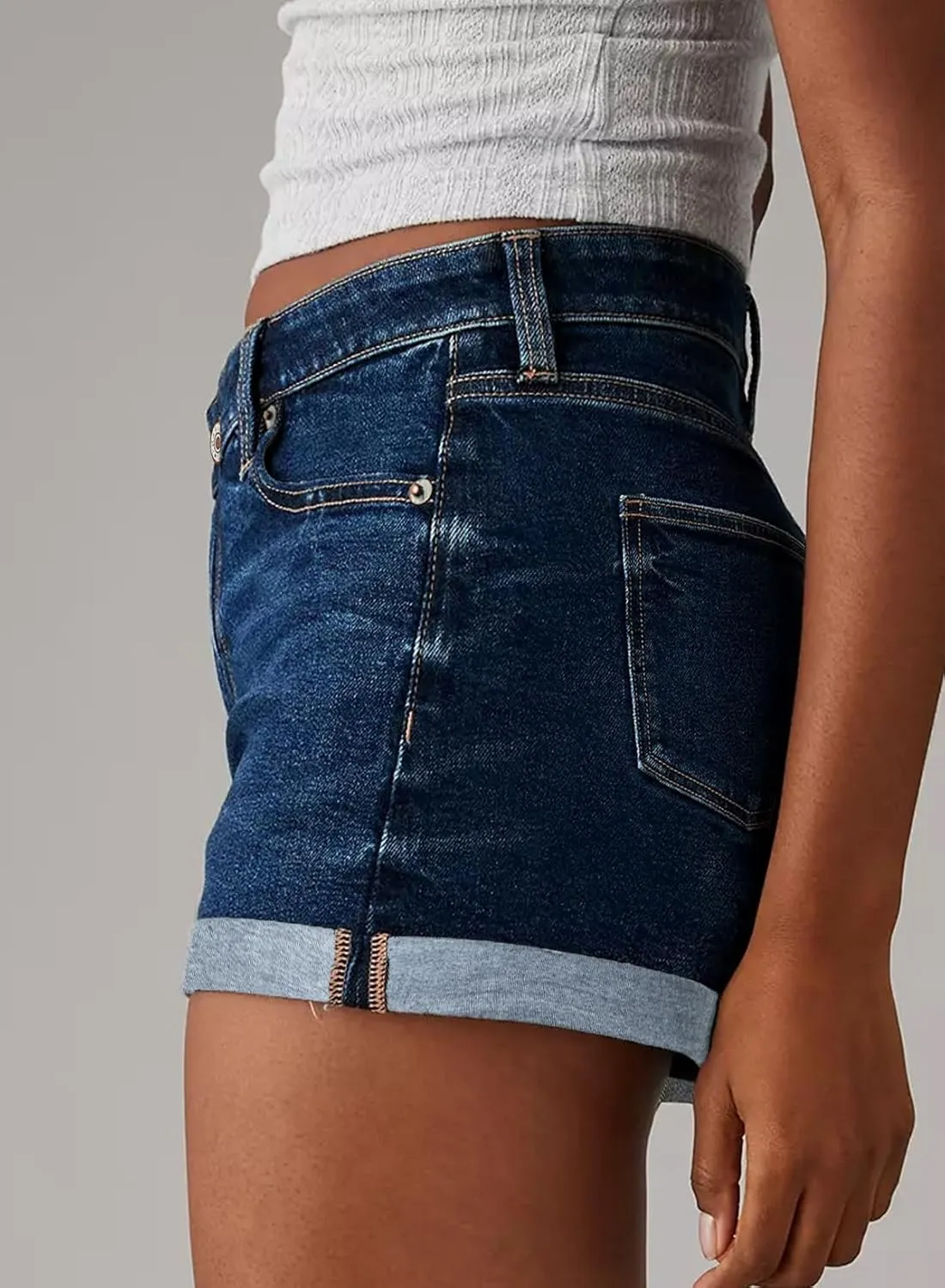 Sidefeel Women's Jean Shorts High Waisted Stretchy Casual Rolled Hem Zimbaplatinum Denim Shorts